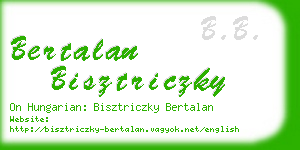 bertalan bisztriczky business card